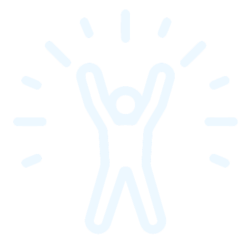 Icon of a person with arms raised in celebration, representing success and achievement