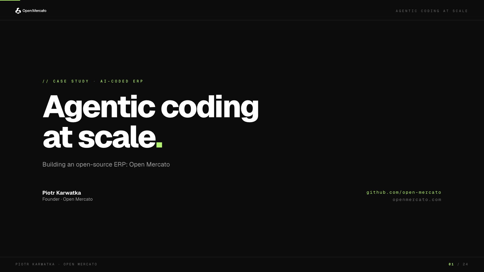 Title slide — Agentic coding at scale