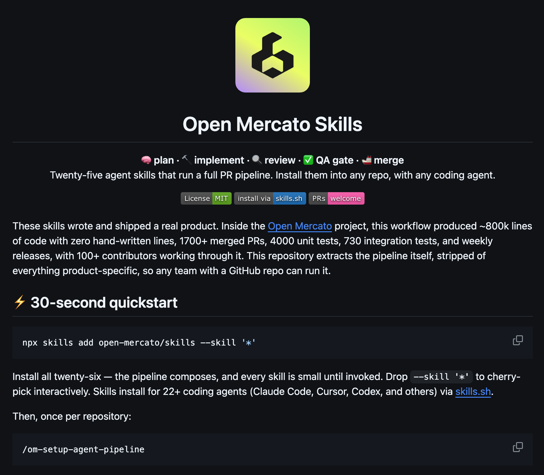 The open-sourced skills repo