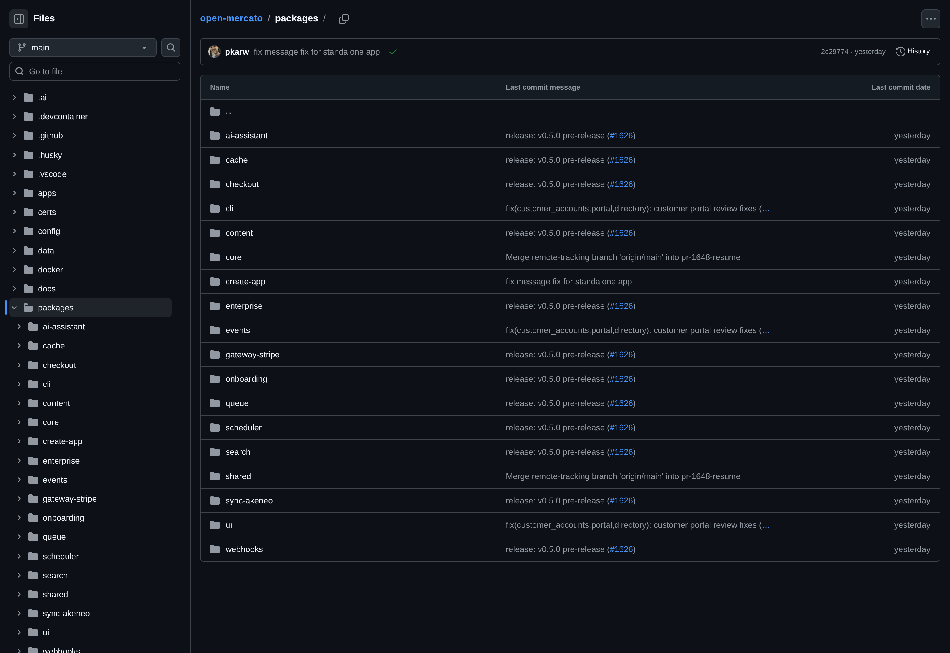The Open Mercato monorepo — packages view on GitHub