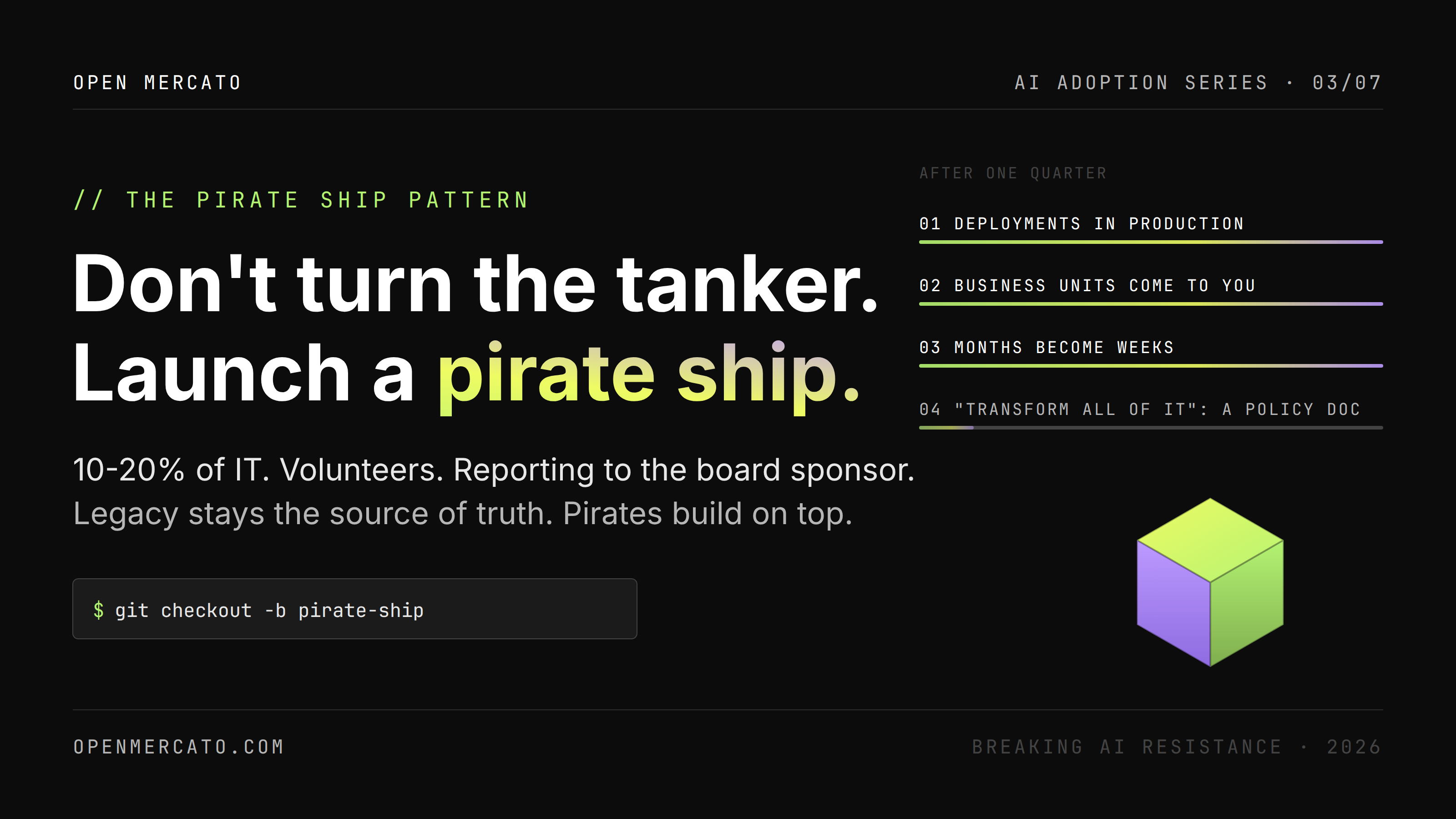 The Pirate Ship: how to move a 400-person IT department without turning the tanker