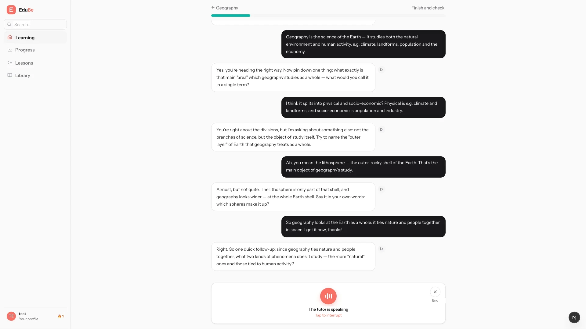Real-time voice mode lets students work through a topic out loud