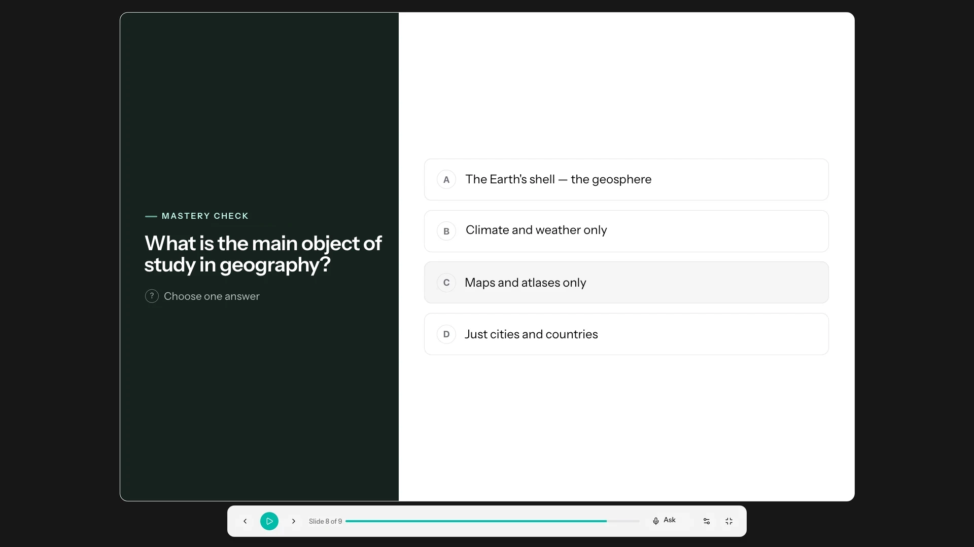Quick mastery checks are embedded directly into each lesson