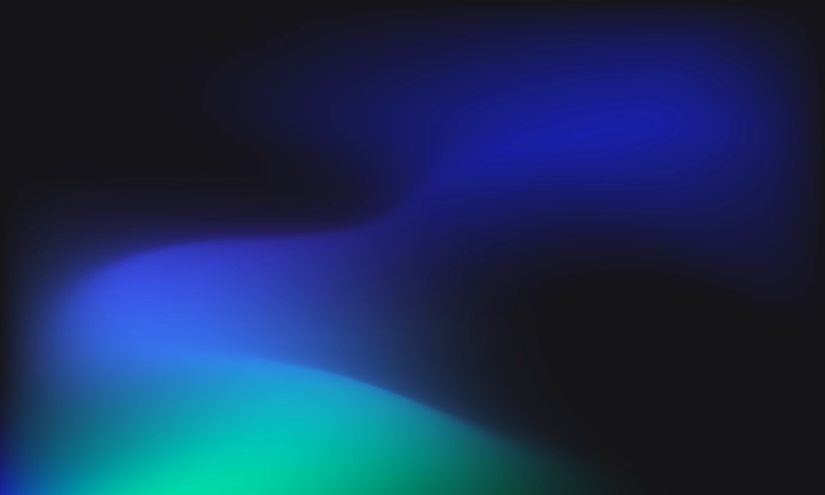 Abstract gradient background with flowing shapes in blue, green, and black tones.