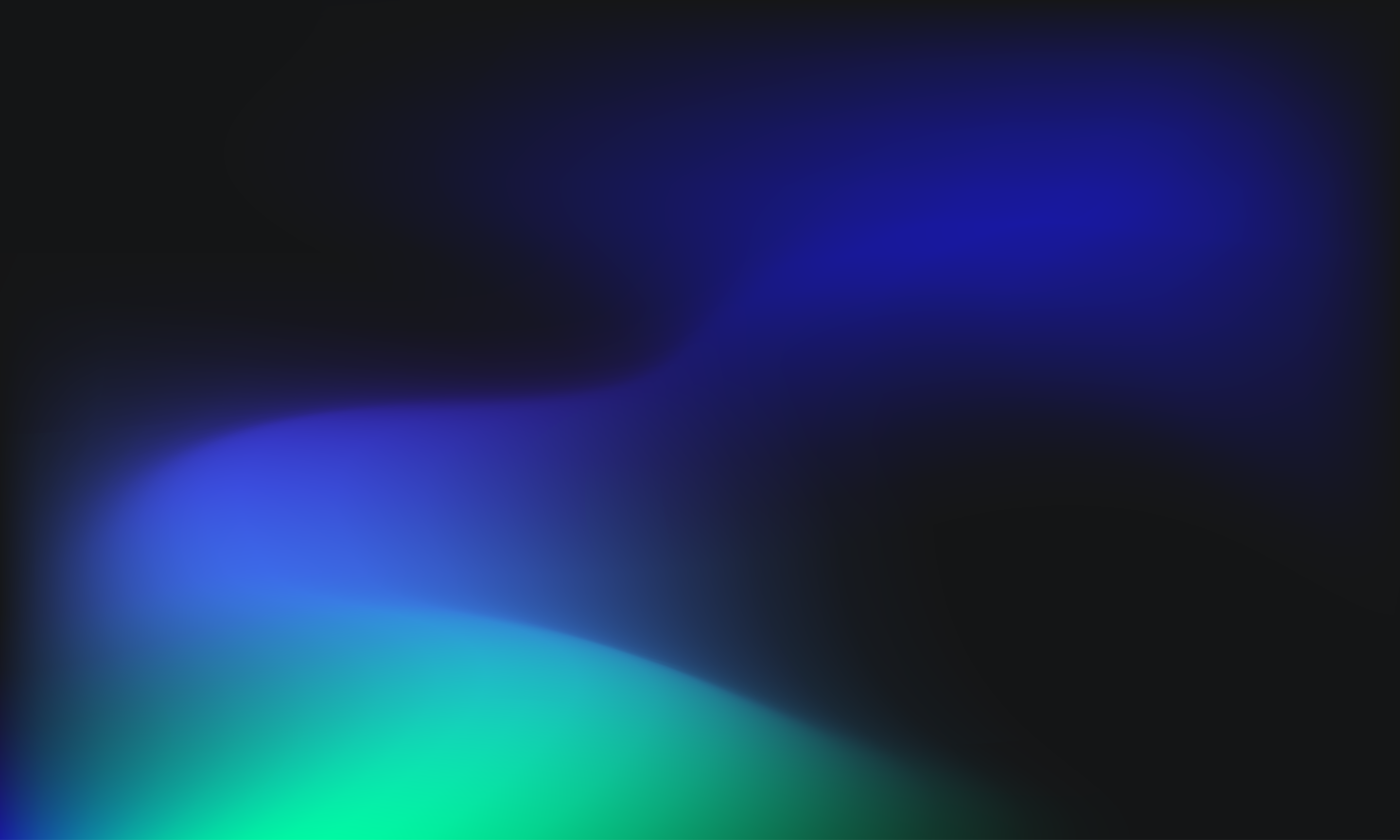 Abstract gradient background with flowing shapes in blue, green, and black tones.
