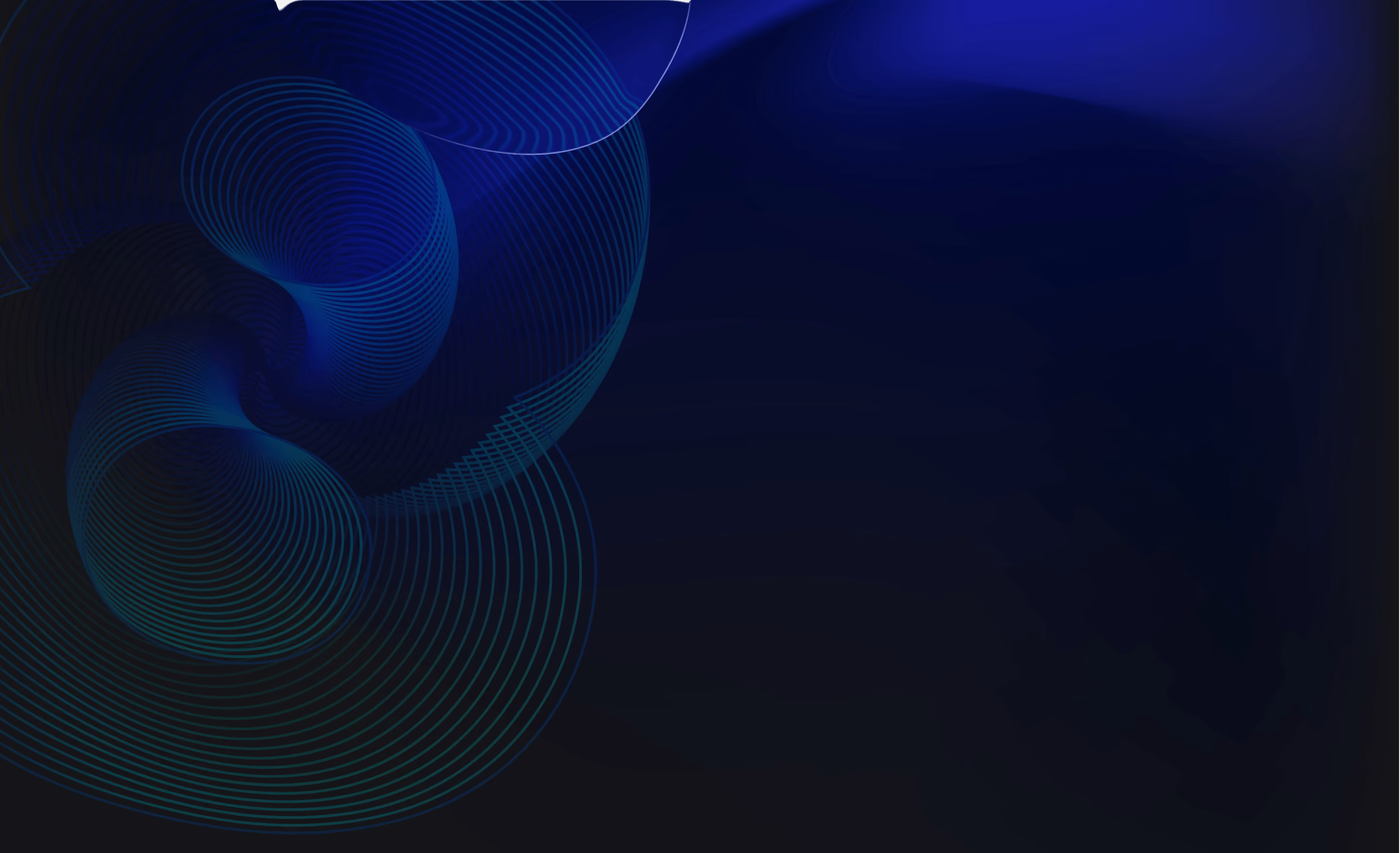 Abstract dark blue background with swirling, concentric curved lines forming a dynamic pattern.