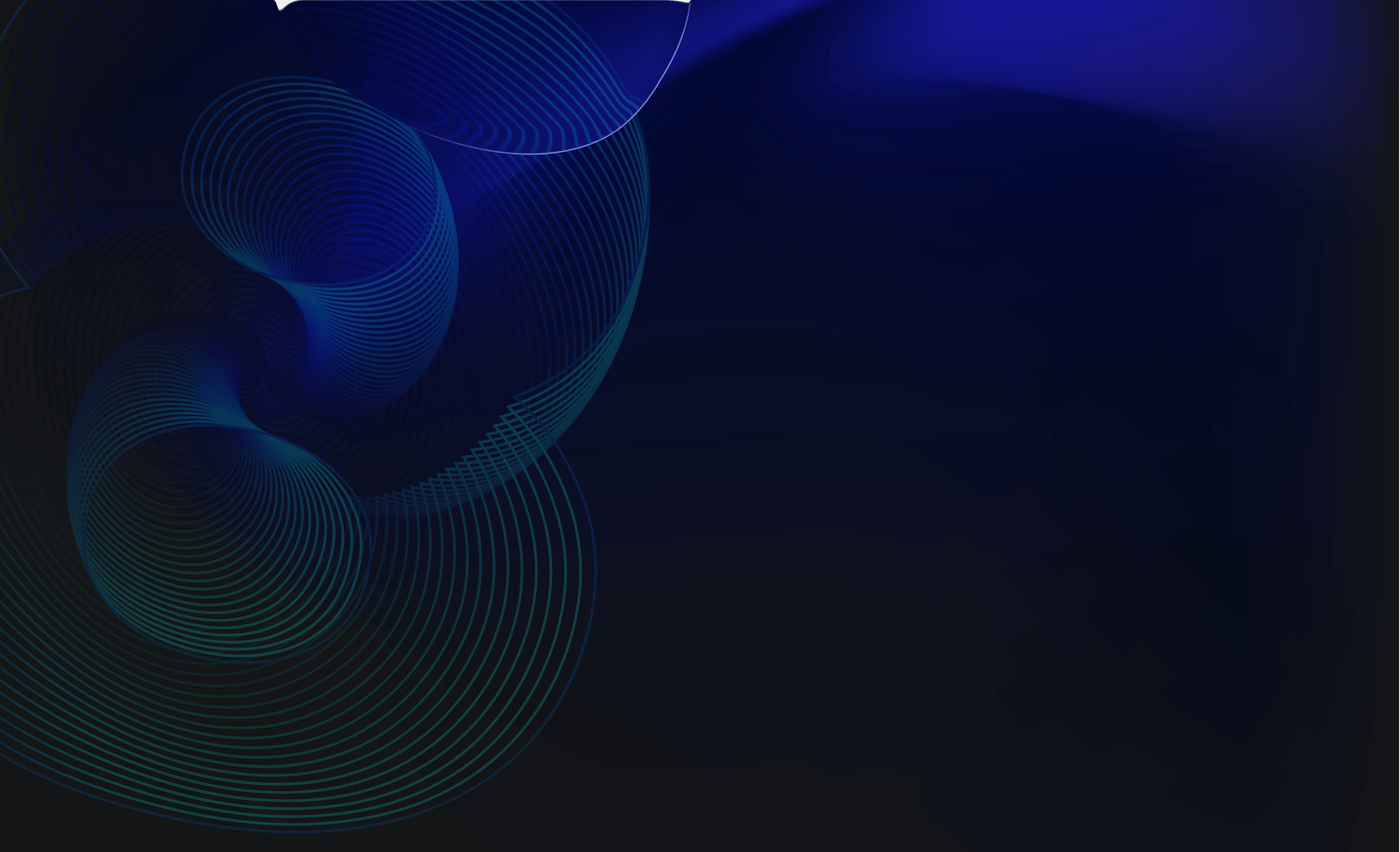 Abstract dark blue background with swirling, concentric curved lines forming a dynamic pattern.