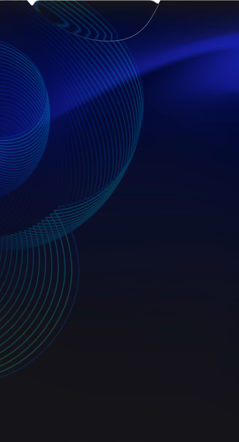 Abstract dark background with blue gradient light and translucent concentric circular lines.