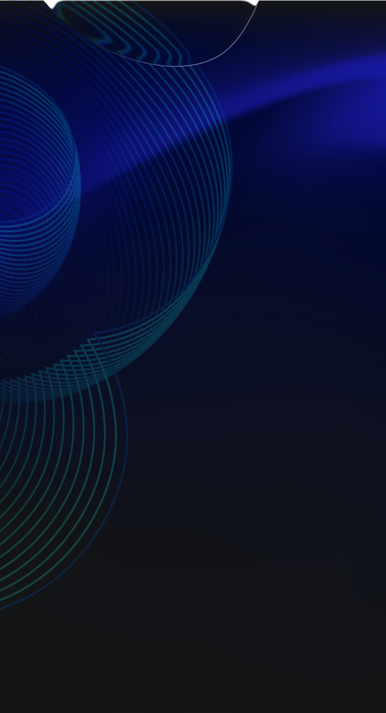 Abstract dark background with blue gradient light and translucent concentric circular lines.