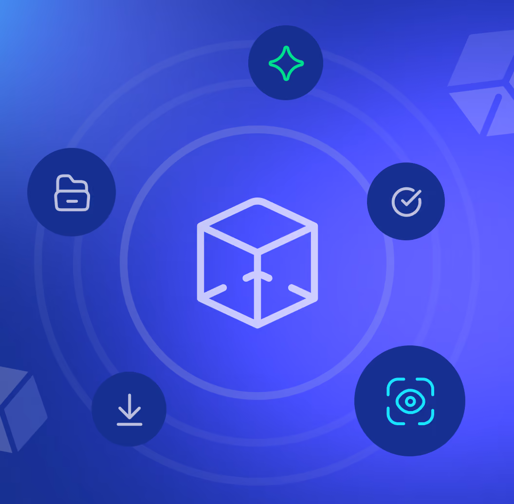 Icon illustration of a central hub connected to file, VR, and cloud icons representing the Connecter Suite ecosystem.