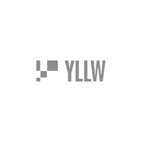 Stylized text logo with letters 'YLW' next to a design of four squares in a 2x2 grid.