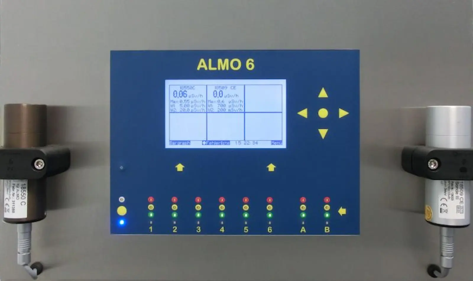 Die ALMO-Alarmmonitore werden zur Überwachung der Strahlungsdosisleistung eingesetzt und können mit bis zu 6 Detektoren betrieben werden.