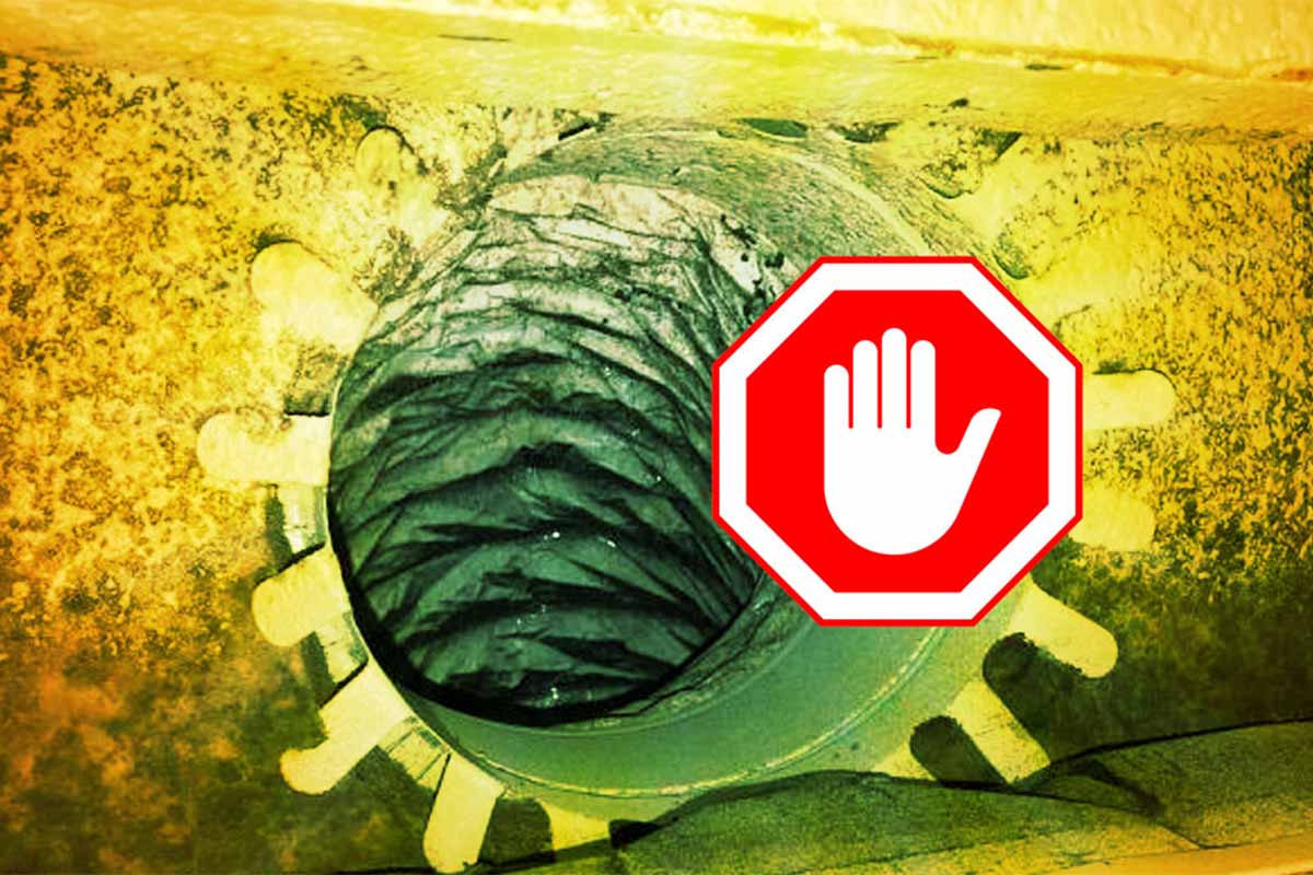 Mold with stop sign in front of it