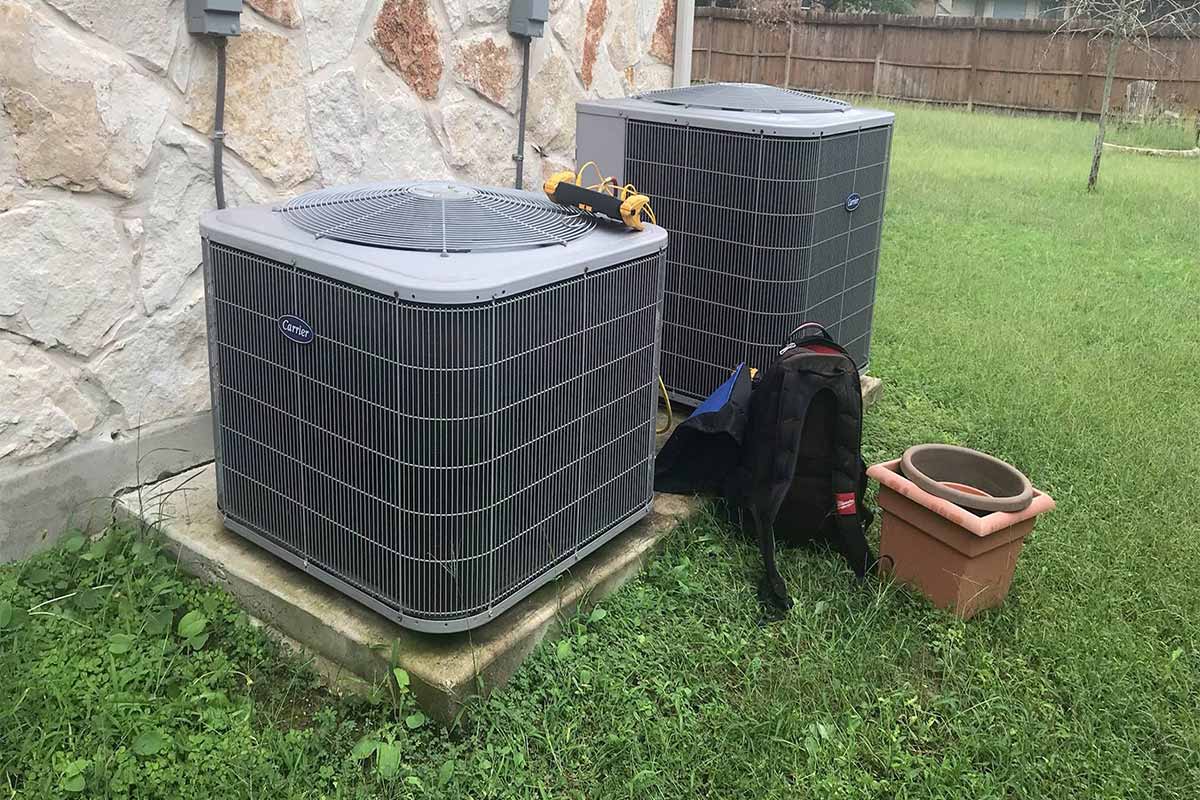 AC units in the process of being repaired in Converse, TX