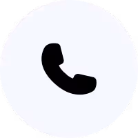 Black telephone handset icon inside a white circle.