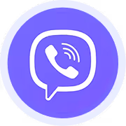 White Viber app icon featuring a phone handset inside a speech bubble on a purple circular background.