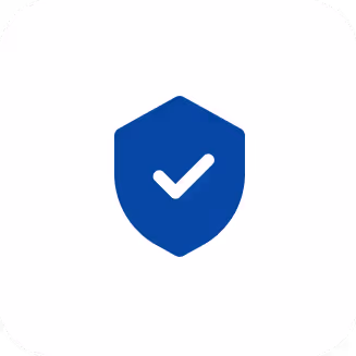 Blue shield icon with a white checkmark in the center, symbolizing security or protection.