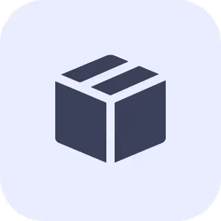 Icon of a closed cardboard box with flaps visible on top.