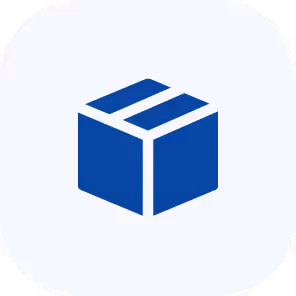 Blue cube icon with two parallel lines on top, representing a package or box.