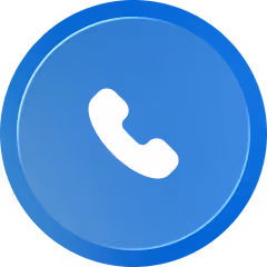 Blue circular button with a white telephone handset icon.