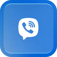 White phone handset icon with sound waves inside a speech bubble on a blue rounded square background.