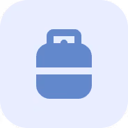 Blue icon of a briefcase on a light purple rounded square background.