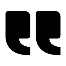 Black quotation mark icon representing a right double quote.