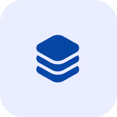 Stacked layers icon in blue on a light background.
