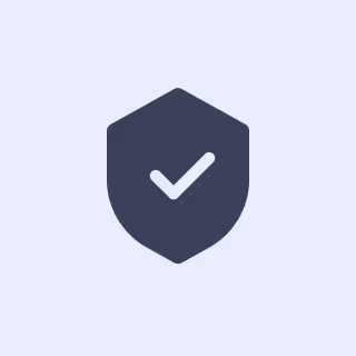 Shield icon with a check mark indicating security or protection.