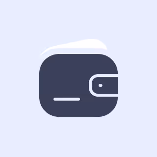 Icon of a closed wallet with a clasp on a light blue background.