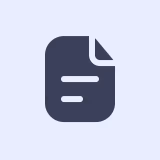 Simplified icon of a dark document with two horizontal lines on a light blue background.