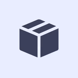 Dark gray closed cardboard box icon on a light blue background.