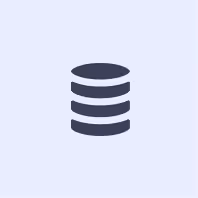 Icon of a database represented by three stacked cylindrical shapes.