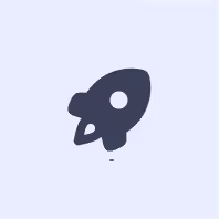 Icon of a small black rocket on a light background.