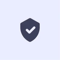 Shield icon with a white check mark symbolizing security or protection.