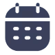 Icon of a calendar with days marked in a grid format.
