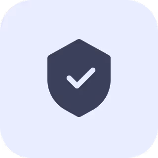 Shield icon with a checkmark symbol inside indicating security or protection.