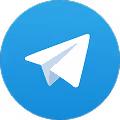Telegram app icon showing a white paper airplane on a blue circular background.