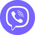 Viber app icon with a white phone handset inside a speech bubble on a purple circular background.