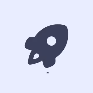 Simple black rocket icon on a light background.