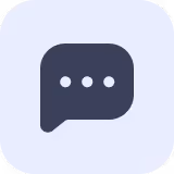 Chat bubble icon with three dots inside, indicating a messaging or conversation feature.