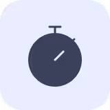 Icon of a stopwatch on a rounded square background.