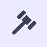 Icon of a judge's gavel angled diagonally on a light background.