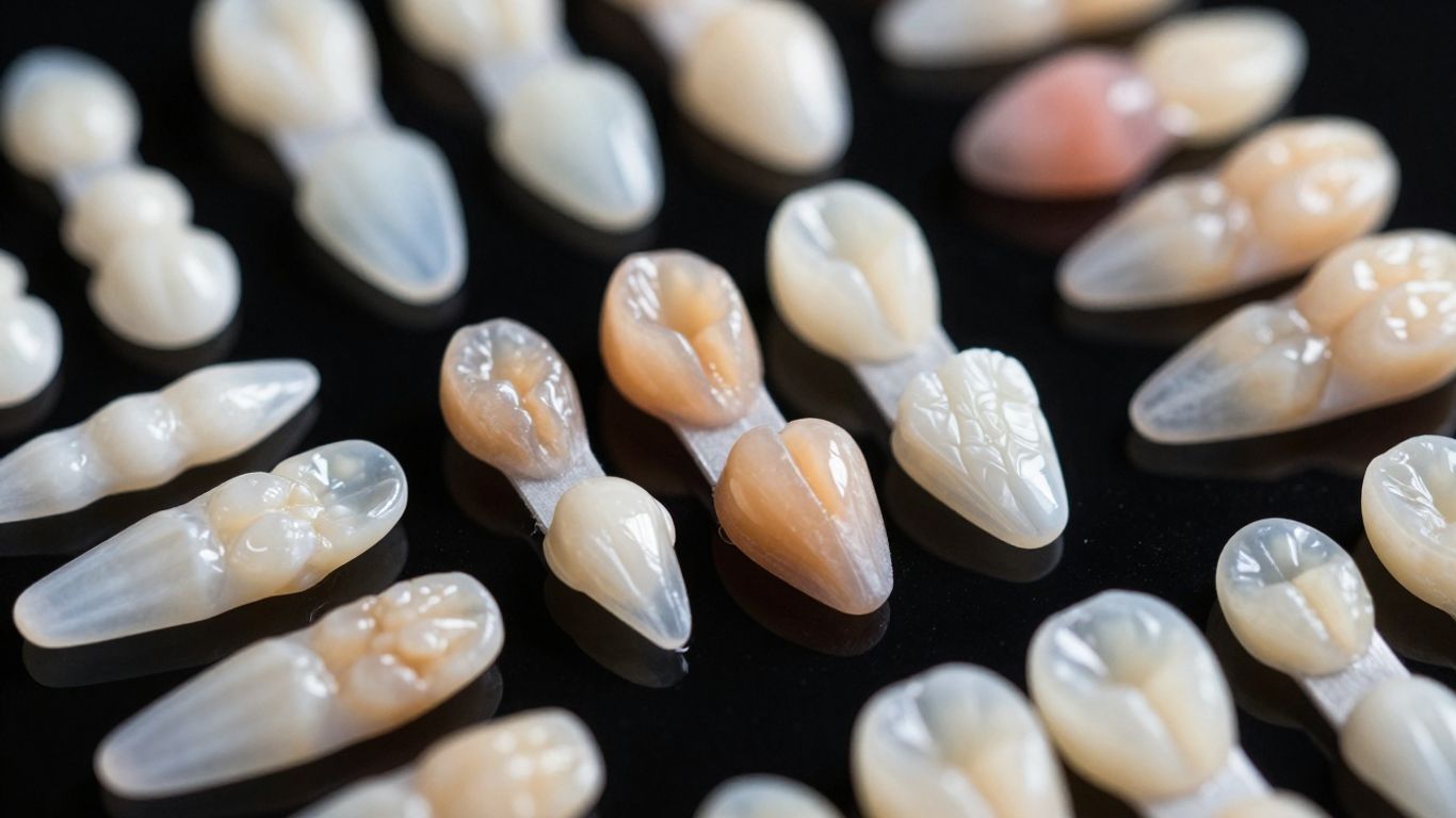 Dental veneers in various shades and shapes.