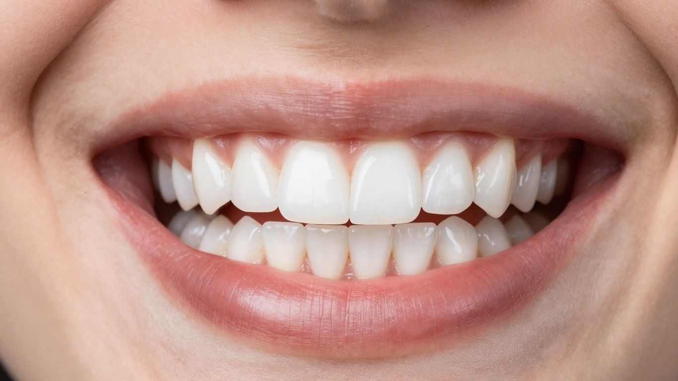 Close-up of a perfect, white smile with veneers.