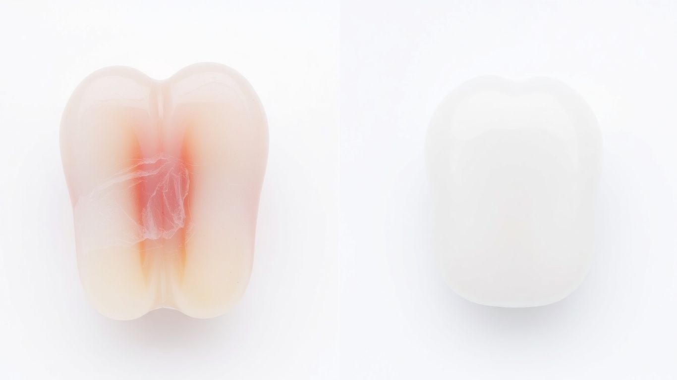 Veneers versus natural teeth comparison image.