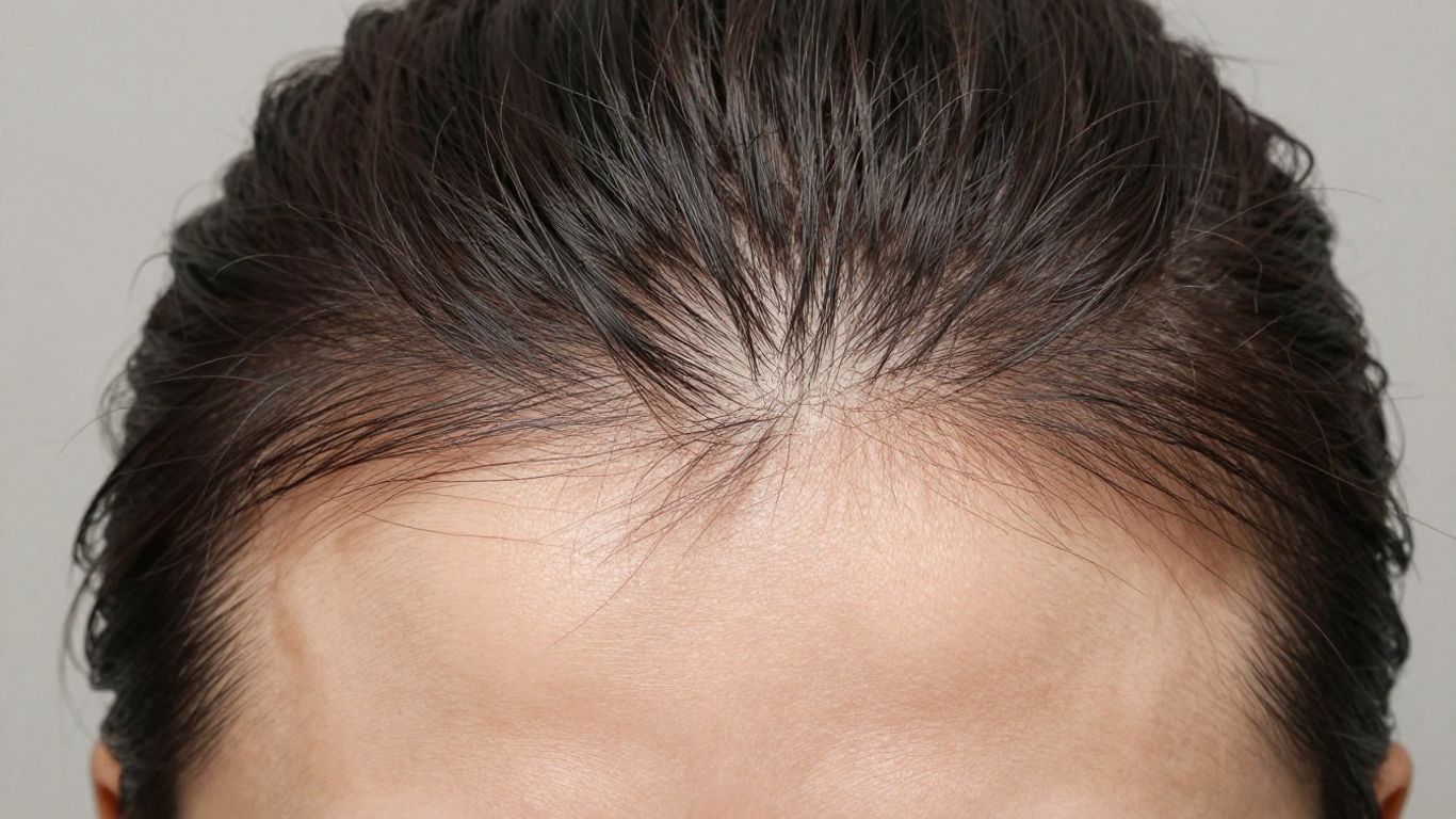 Hair transplant results on a person's scalp.