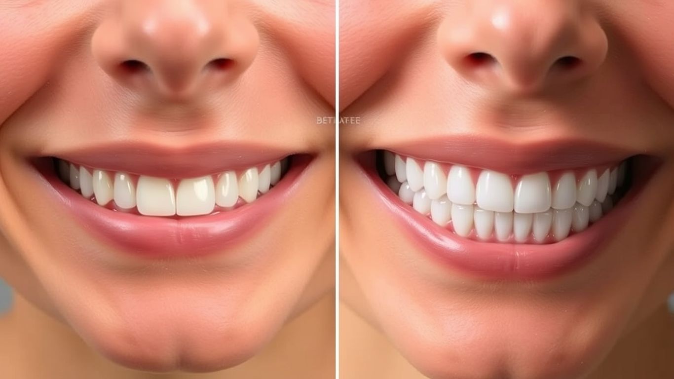 Before and after full mouth veneers smile transformation.