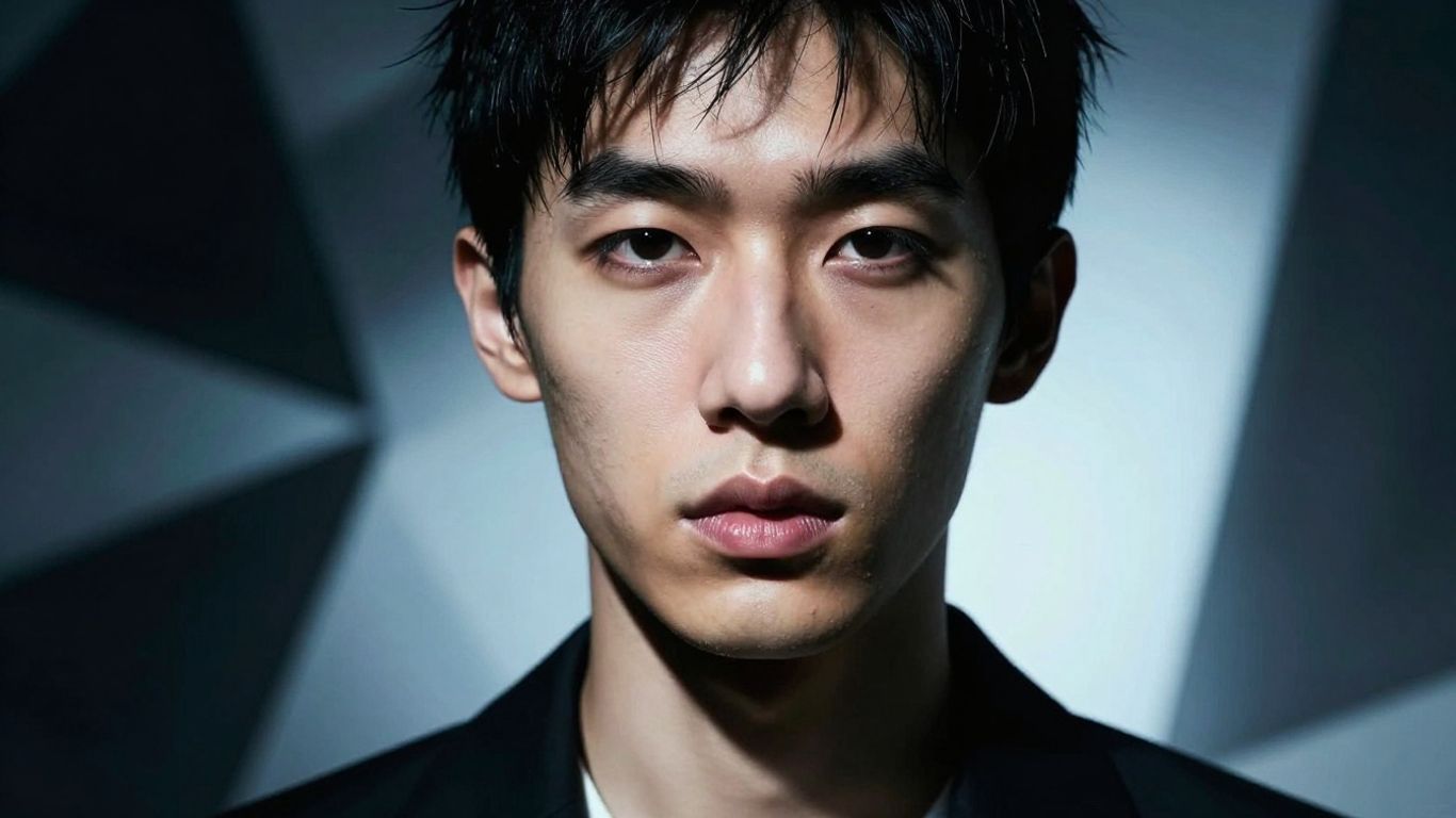 Surreal portrait of altered facial features, futuristic aesthetic.