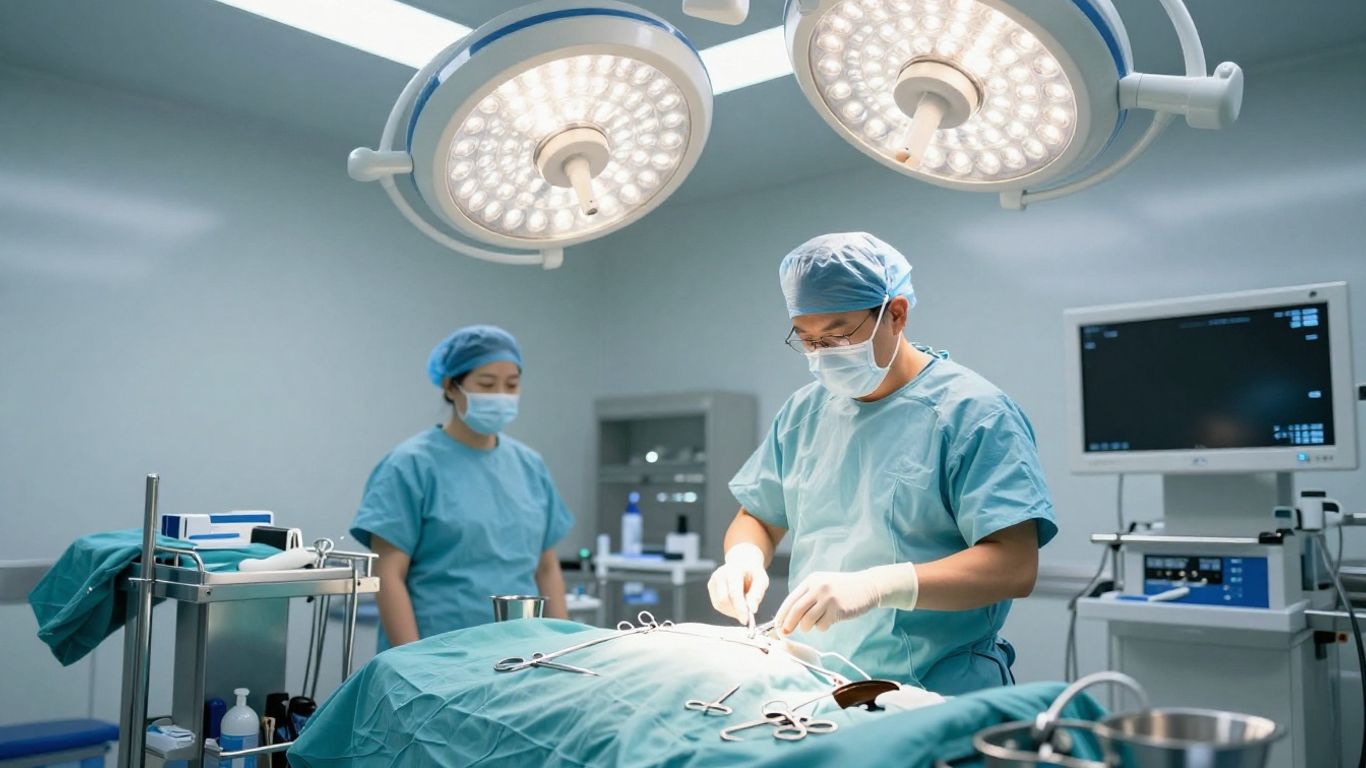 Modern operating room with surgical instruments